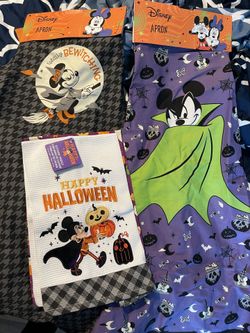 His And Her Disney Halloween Apron And Towel Set