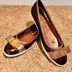 Salvatore Ferragamo Two Tone Quilted Leather Rufina Sneaker Ballet Flats Size 6.5