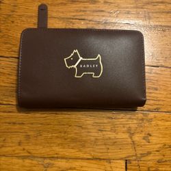 Radley London Coco Brown Leather Bi- Fold Wallet -  NWOT Cutecore Dots
