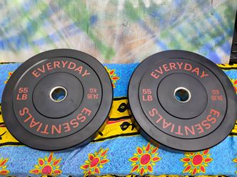 PAIR  OF  NEW  55 LB.  OLYMPIC  BUMPER  PLATES
     •  Also Have Bumpers  : 45s  35s  25s  15s 10s   PLUS  • :  5-71s KETTLEBELLS • Squat Racks  •  Wa