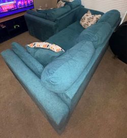 Teal Sofa and Love Seat