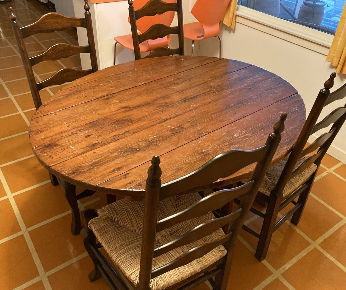 Antique Folding table With Chairs 