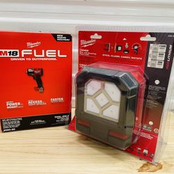 Milwaukee M18 Fuel 3/8” Impact Wrench And M18 Rover Led Mounting Flood Light  (tool Only)