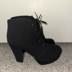 Black Lace Up Ankle Boots