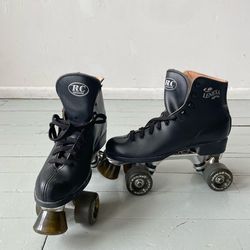 New Black Leather Roller Skates Size 7 Womens