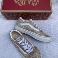 Girls Youth Vans Gold And White Size 1.5