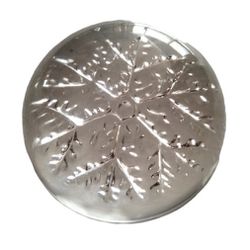 Vintage Art Glass Domed Snowflake Paperweight 