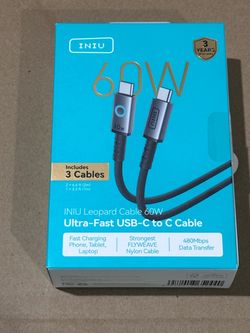 INIU Leopard 60W Ultra-Fast Braided Nylon USB-C to C Cable