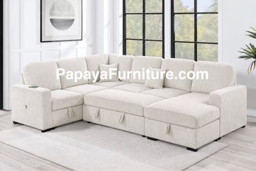 New Large Sectional Sofa bed, Ivory White Sofa, Beige Sectional, Couch,Ivory Beige Couch, Sectionals,Sofa, Sofabed, pull-out Sofabed, Sleeper Sofa, Pl