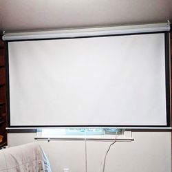 (New) $60 Manual Pull-down Projector Screen Size 100”, Ratio 16:9, View Area 87x49”