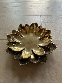 Crate Barrel Candle Holder Lotus Gold