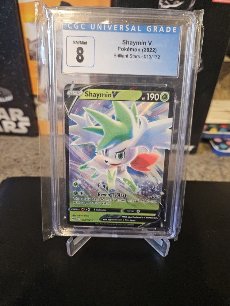 Pokémon TCG Shaymin V Brilliant Stars 013/172 Holo Ultra Rare CGC 8