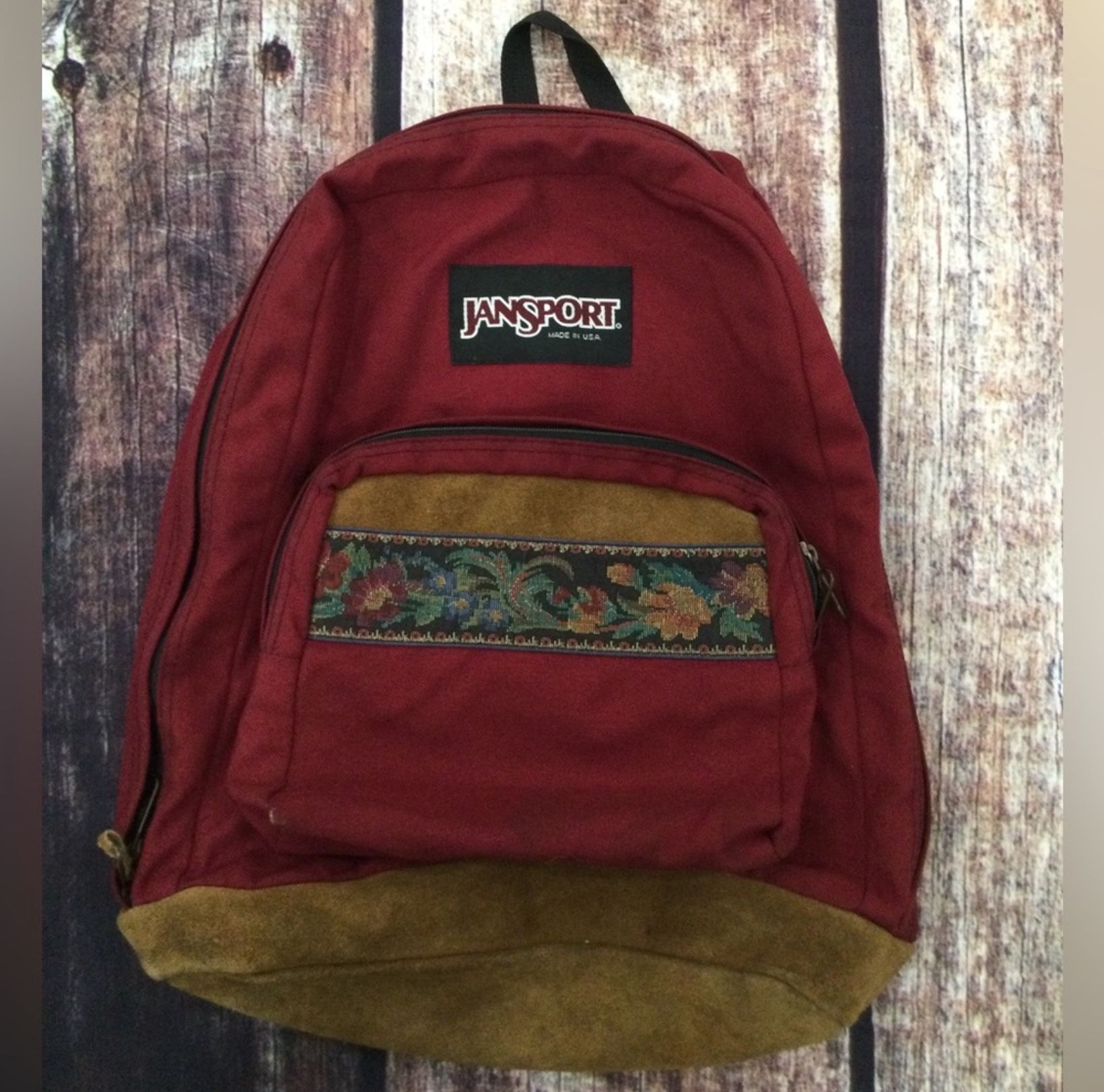 VINTAGE JANSPORT SUEDE BOTTOM BACKPACK