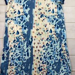 LOGO Lori Goldstein Dress Sz 1XP Short Sleeve Lightweight Lounge Abstract Print