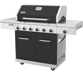 Nexgrill Deluxe 6-Burner Dual Fuel Gas Grill with Gourmet Plus Griddle Insert and Side Burner in Black