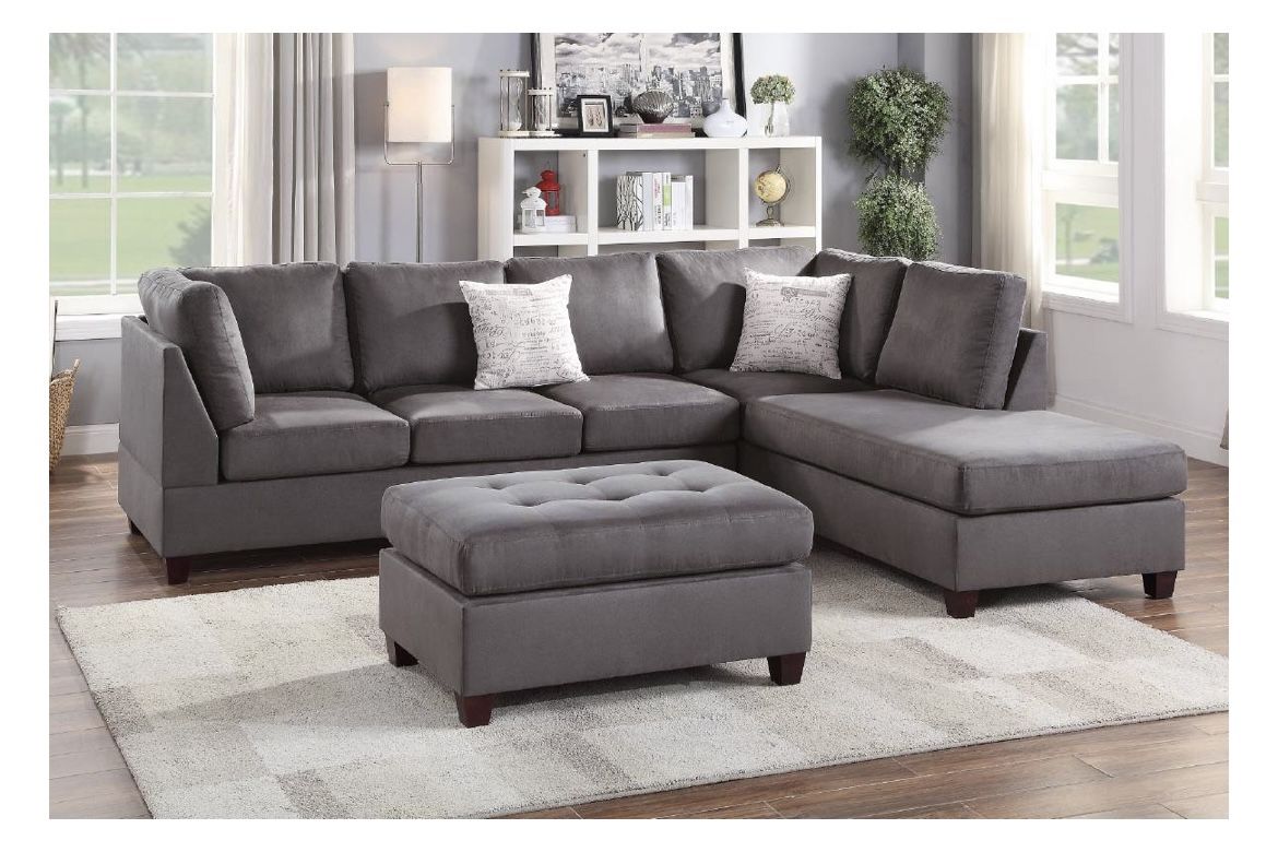 Ebony Sectional Sofa With Ottoman