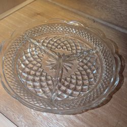 Divided Vintage Relish Dish, Three Section Serving Plate, Entertaining Glass Tray, Holiday Table, Wexford Anchor Hocking Serving Piece