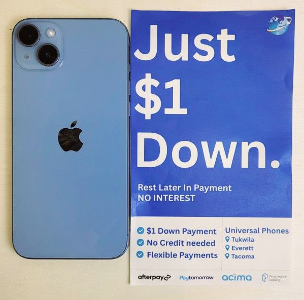 Apple IPhone 14 128gb Unlocked, FREE Smartwach/ Headphones. Pay $1 Today Rest in payments. NO CREDIT NEEDED FINANCING