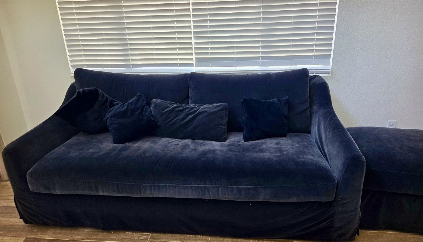 navy blue couch (comes with side chair)