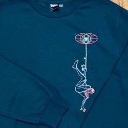 🔴 Black SPIDERMAN Sweater Embroidered LOGO Men’s LARGE Marvel Long Sleeve Crew Neck Dress Golf L