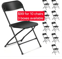 ✨️ Karl home Black Steel Frame Plastic Seat Folding Chairs (Set of 10) w1404