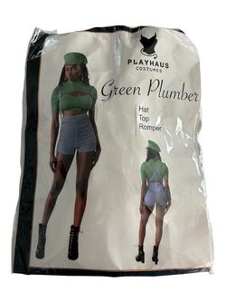 PLAYHAUS COSTUMES Lugie Inspired Green Plumber Hat Top Romper Costume Size XS