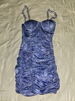 Denim Print Short Mini Dress