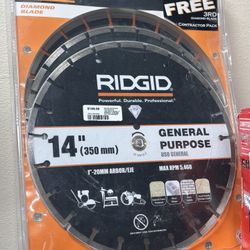 Ridgid 14” Segmented Rim Diamond Saw Blade Cutting Tile Stone Grinder Disc 3-Pack