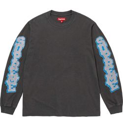 Supreme Cracked Sleeve Washed Black Long Sleeve Shirt Size 2xl New