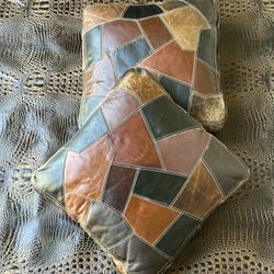60’d Vintage Sitting Leather Pillows 
