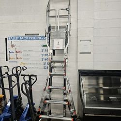 LITTLE GIANT Compact Safety Cage Platform Ladder: 6 to 10 ft Ladder Ht,