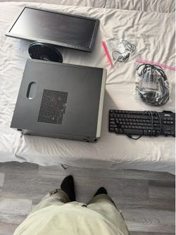 Old pc, monitor, keyboard, and cables