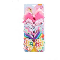 NEW 7PC RIBBON HAIR LARGE BOWS FOR GIRLS