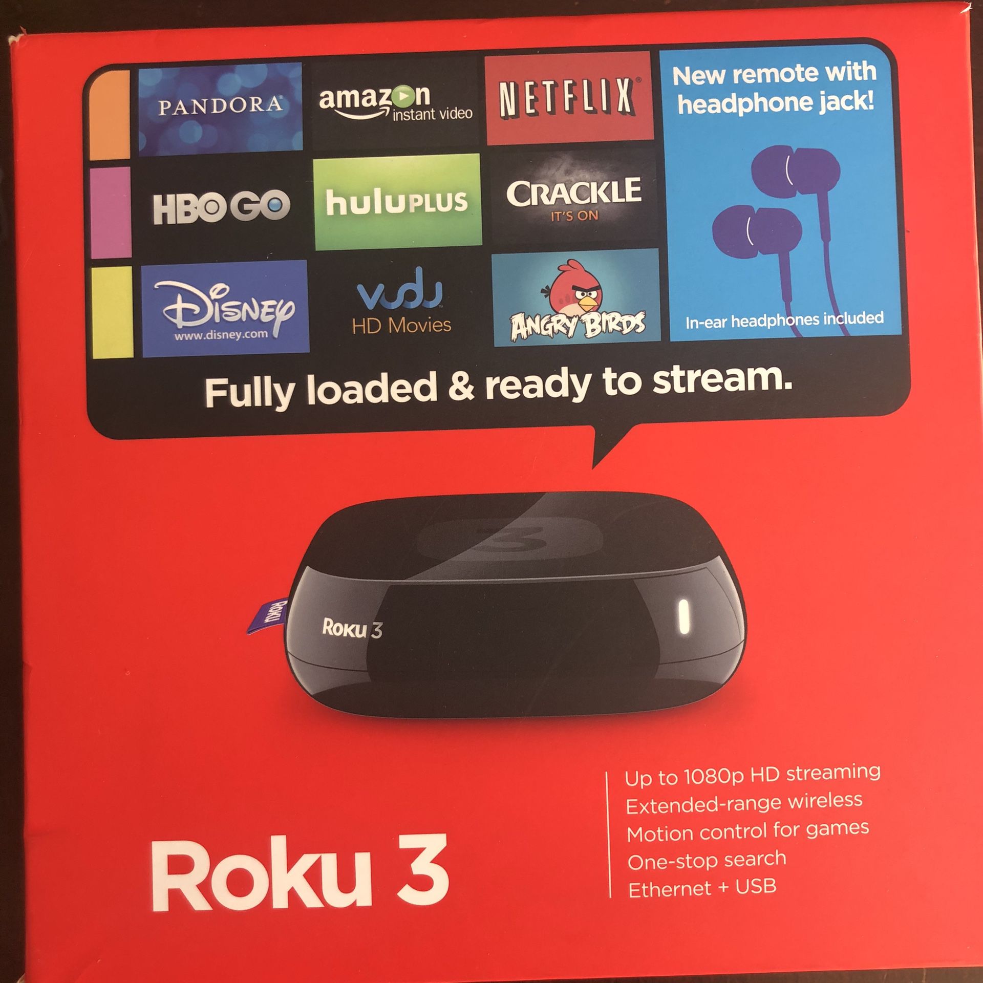 Roku 3 Media Streaming Device with Enhanced Remote (Black; Model: 4200R)