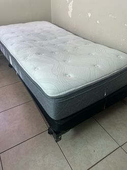 Twin Mattress with Box Spring and Frame