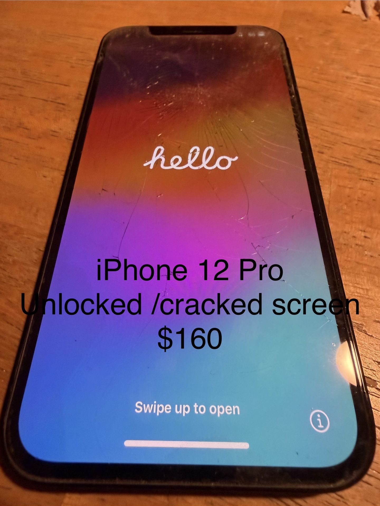Used iPhone 12pro In Blue Unlocked $160 Cracked Screen But Functional 