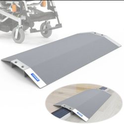 Wheelchair Ramp 28.5" W, Bridge Threshold Ramp for Doorways, with 3.5-6" Adjustable Supporting Frame and Non-Slip Surface, Aluminum Ramp for Wheelchai