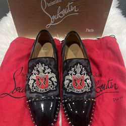 Size 41- authentic Christian Louboutin red bottom loafers with original box and covers