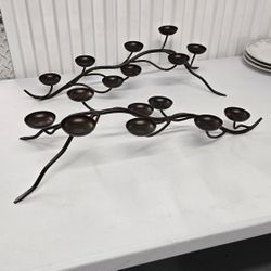 2 Bronze candle holders branches