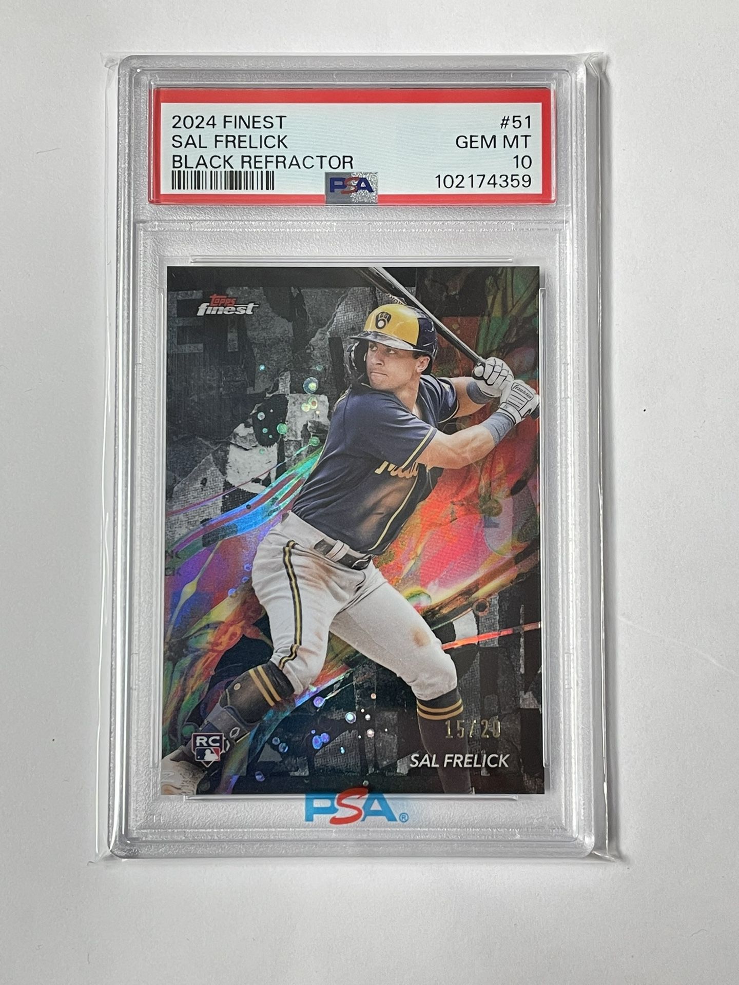 2024 Topps Finest Sal Frelick Rookie Black Common Refractor /20 PSA 10