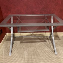 48” Wide Glass Computer Desk with Pull-Out Keyboard Tray