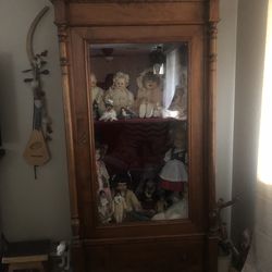 Solid  Wood Antique Armoire Hutch With Drawer