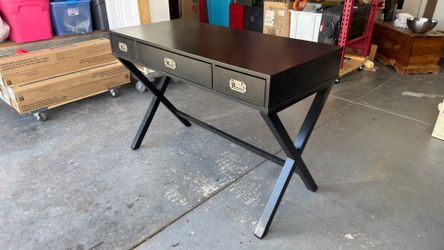 Modern Dark Wood Writing Desk with 3 Drawers – Excellent Condition