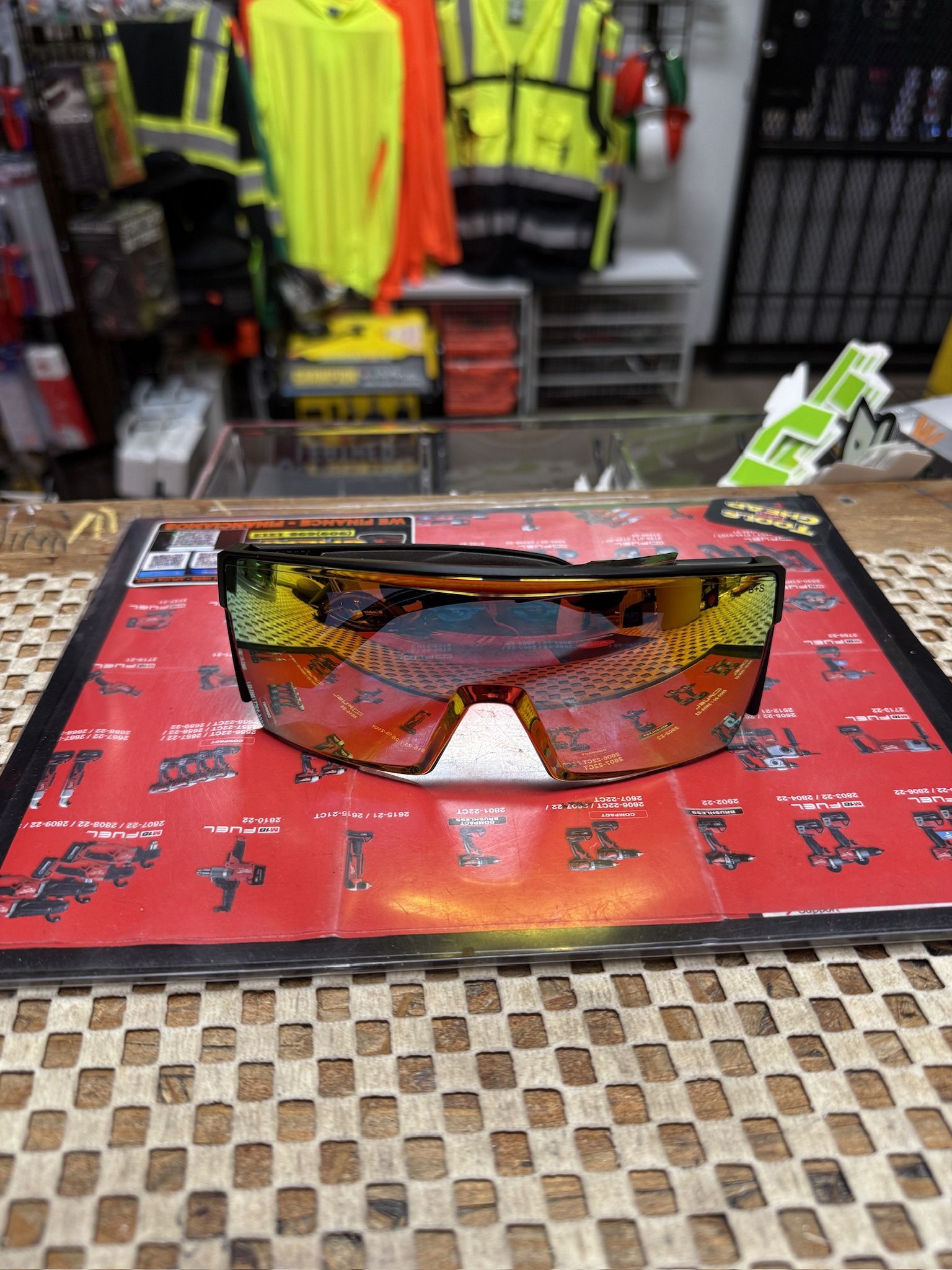 BOMBER Buzz- Johnny Matte Black W/ Red Mirror Lens Safety Glasses