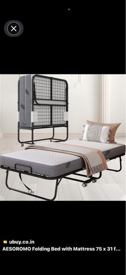 Folding Bed with 5-Inch Memory Foam Mattress – Brand New –