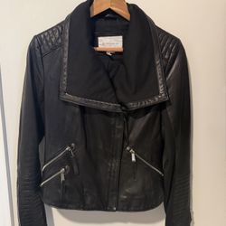 Black Leather BCBGeneration Moto Jacket- Size Small