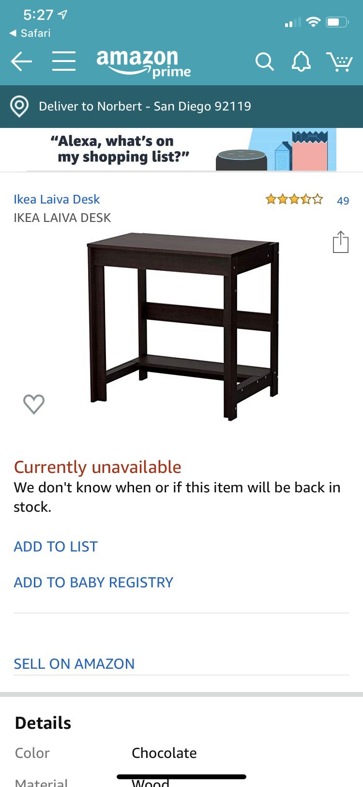 IKEA Laiva Desk Chocolate Color