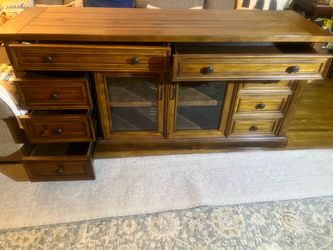 Large tv stand with glass doors