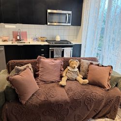 Brownish Green Two Seater Sofa 