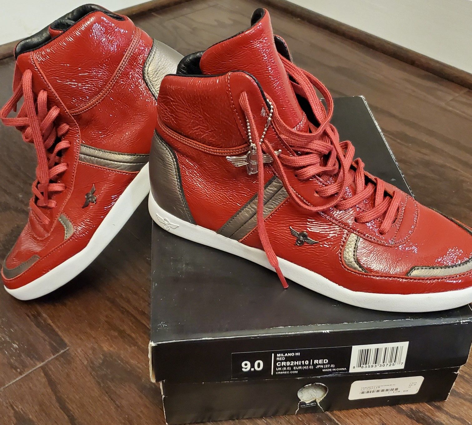 Red Leather High Top Sneakers - $30